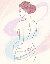 Digital Minimalist Line Art Woman Portrait - Modern Abstract Wall Art Print