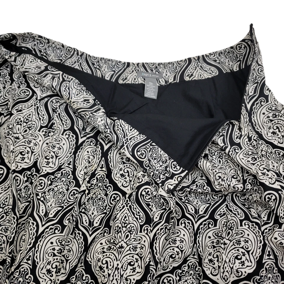 Falda para mujer Apt 9 16W negra blanca estilo cachemira plisada algodón 25" de largo Foto 4 de 4