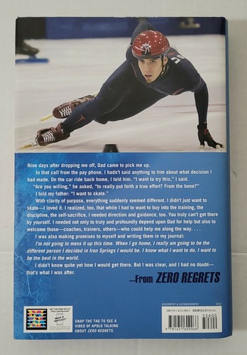 ZERO REGRETS 1st Ed Hardcover Book Signed by APOLO OHNO USA Gold Medalist - Picture 7 of 8
