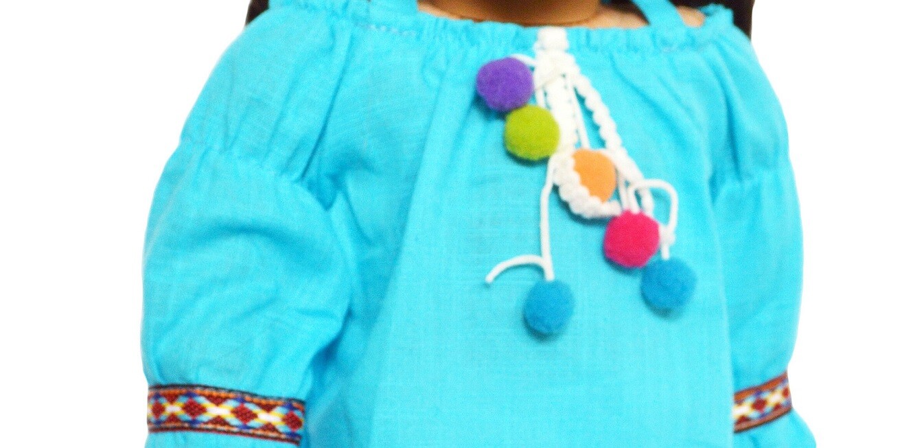 Doll Clothes 18" Dress Blue Pom Pom Brittany's Leggings Fits American Girl Dolls