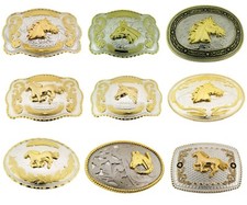 Horse Head Belt Buckle Western Rodeo Costume Horseshoes New Men Women Cowboy Big