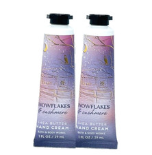 2 BATH BODY WORKS TRAVEL SNOWFLAKES CASHMERE SHEA BUTTER HAND CREAM 1 OZ NEW
