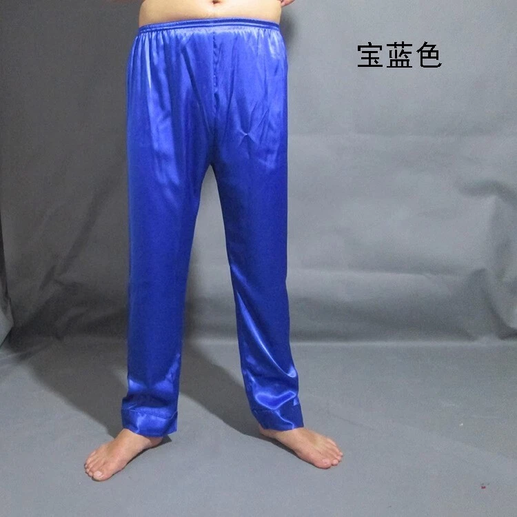 Hombres Satén Seda Pijama Pantalón Largo Pijama Pantalones Salón Dormir Pantalones Ropa de dormir S-6XL Foto 4 de 4
