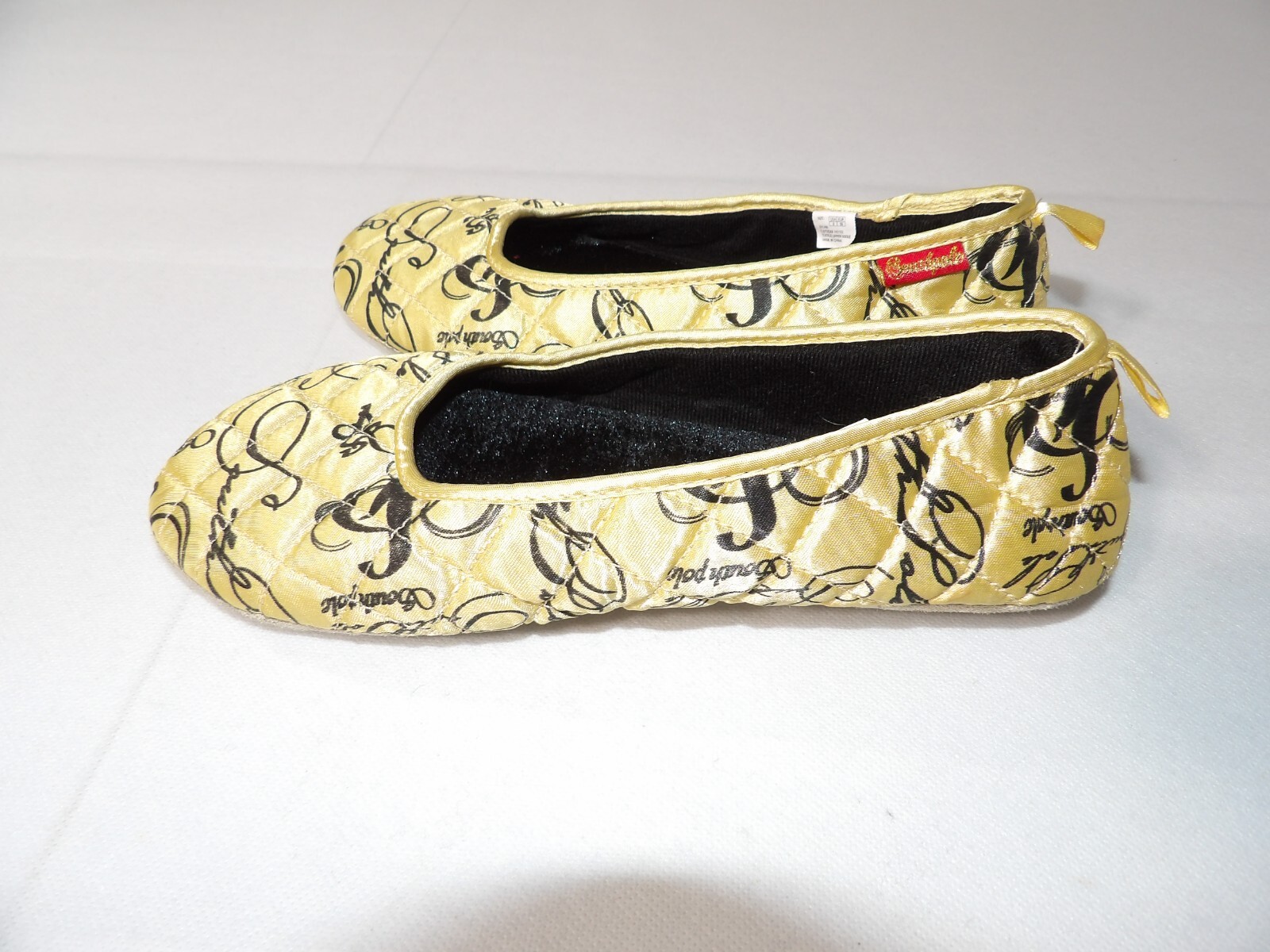 PANTOFOLA D’ORO SouthPole Pantofole Donna 8 Scarpe da Casa Trapuntate Oro Nero