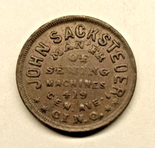 1863 John Sacksteder Sewing Machines Cincinnati, Ohio R3 VF OH165FC-1a