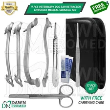 17 Pcs Dog Ear Retractor Livestock Medical Surgical Veterinary Instruments Set