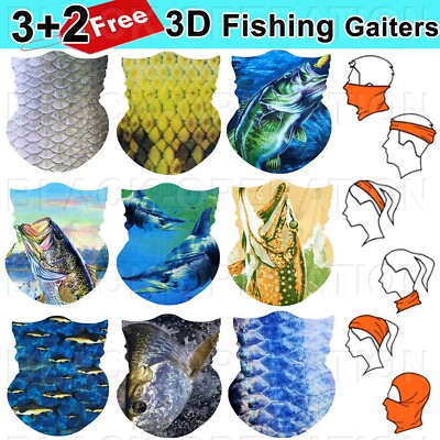 Fishing Face Mask Neck Gaiter Sun Guard UV Protector Balaclava Face Mask 5 Pack 