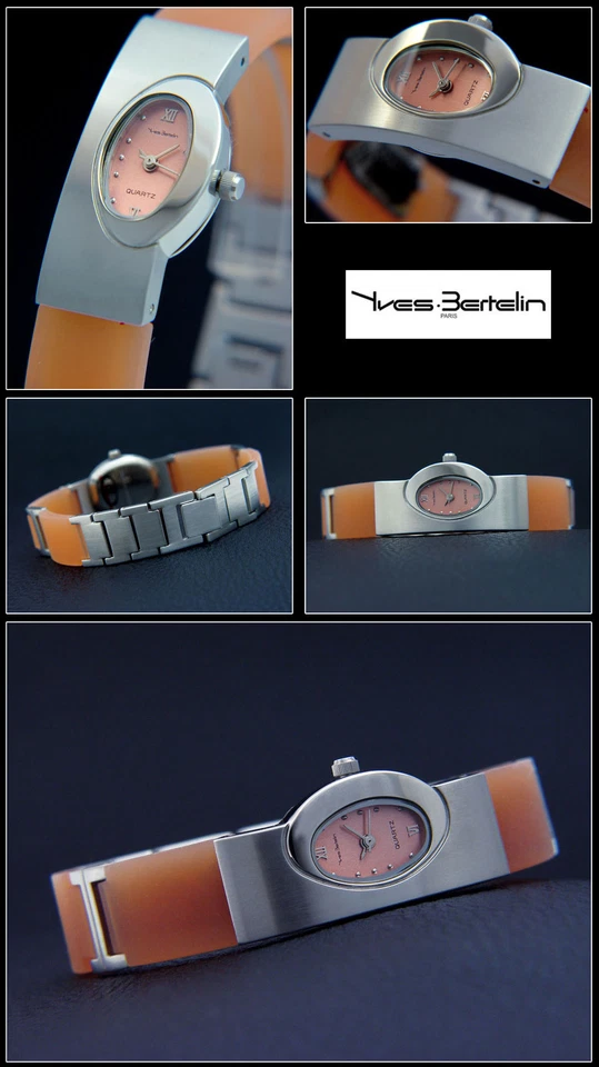 Damen Armbanduhr Yves Bertelin oval, oranges Zifferblatt, oranges Plastikband  - Bild 1 von 1