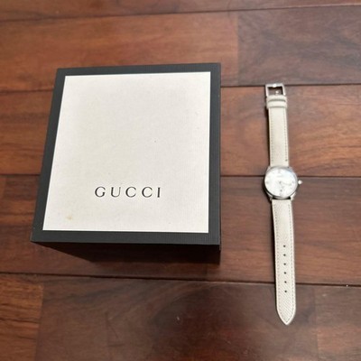 GUCCI Uhr G-Timeless Slim Diamond Leather 29mm White With Box