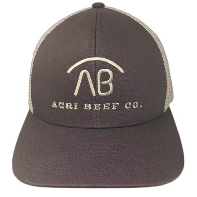 Pacific Headwear Trucker Hat Brown Beige Agri Beef Co OS Snapback Embroidered