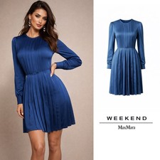 NEW MAX MARA WEEKEND Schermo blue pleated Dress Sz US 6