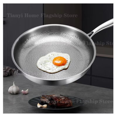 Pure Titanium Frying Pan Non-Stick Uncoated Hammered Induction Skillet 26-34cm