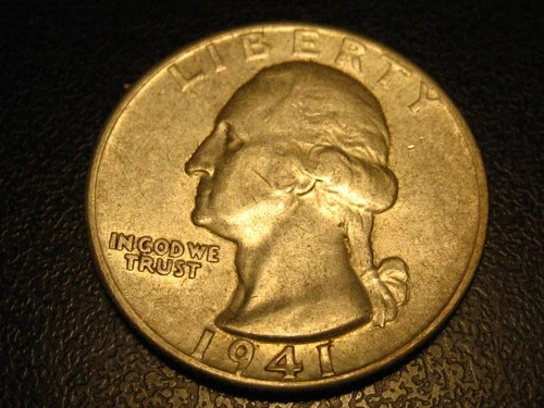 1941-D 90% Silver Washington Head Quarter AU Toned