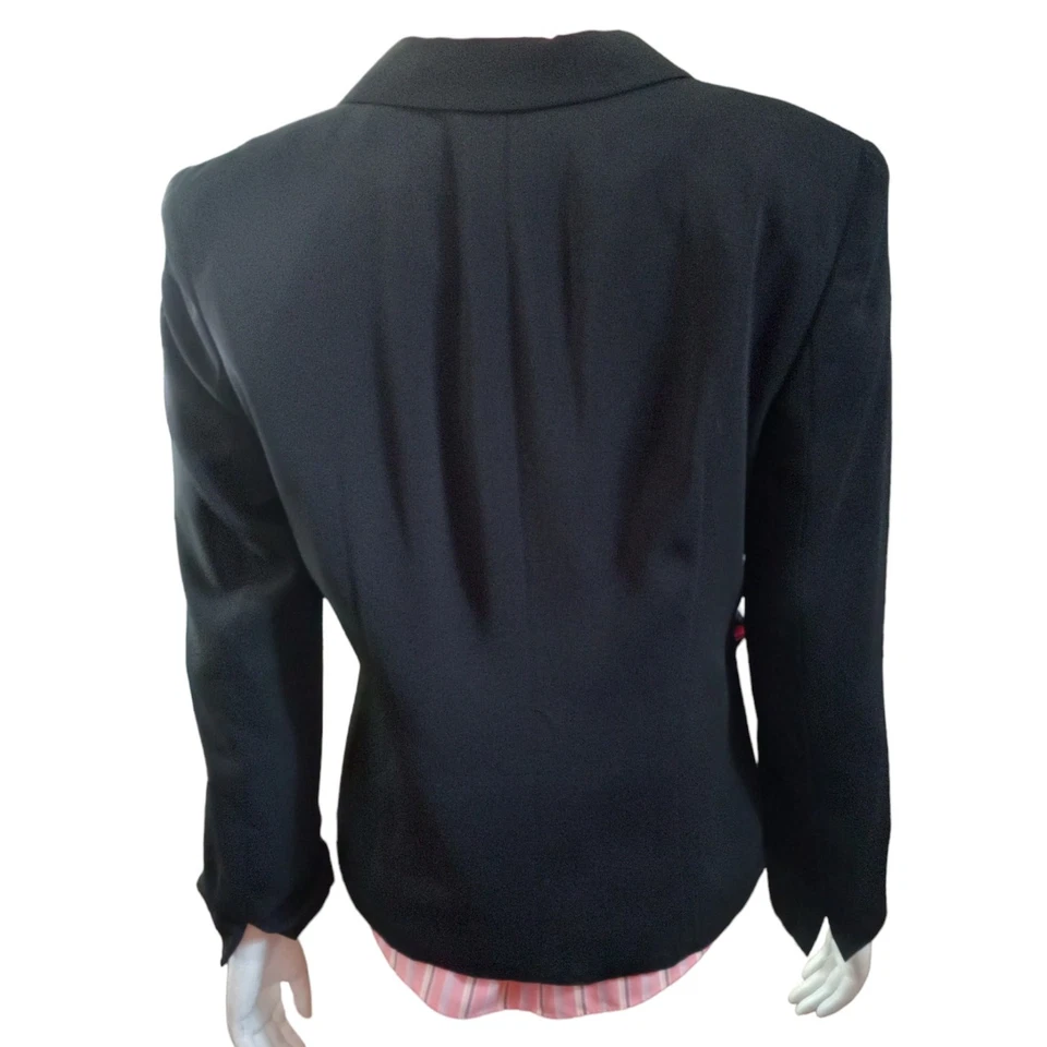 Vintage 90s Norton McNaughton Black Blazer Sz 8 Power Dressing Minimalist Work - Image 3 of 4