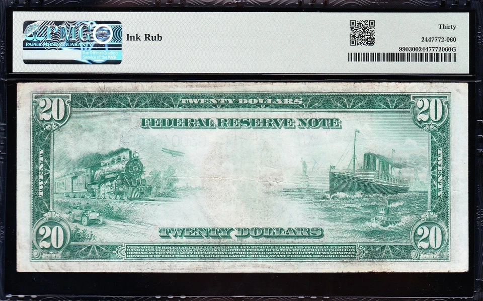 AWESOME Crisp Choice VF++ 1914 $20 CHICAGO Federal Reserve Note! PMG 30! 46100A - Image 3 of 3