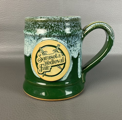 #ad #ad Sarasota Medieval Fair Green Mug Drip Glaze Pottery $17.95