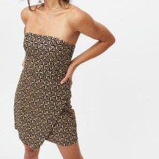 Urban Outfitters | OU Juliette Geo Wrap Strapless Mini Dress, Black | Medium