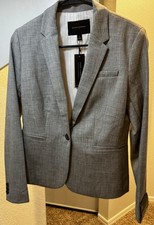 NWT Banana Republic Womens Tailored Single Button Blazer Grey Suit Jacket Size 0