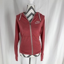 Nike Womens Full Zip Lightweight Hoody Hooded Sweatshirt Small Pale Red