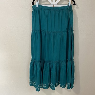 VINTAGE CLASSIC ELEMENTS xlarge BOHO TEAL ELASTIC WAIST LINED PEASANT SKIRT