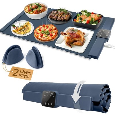 Warming Mat for Food - 24x16  Foldable Buffet Tray with 5 Temperature Settings &