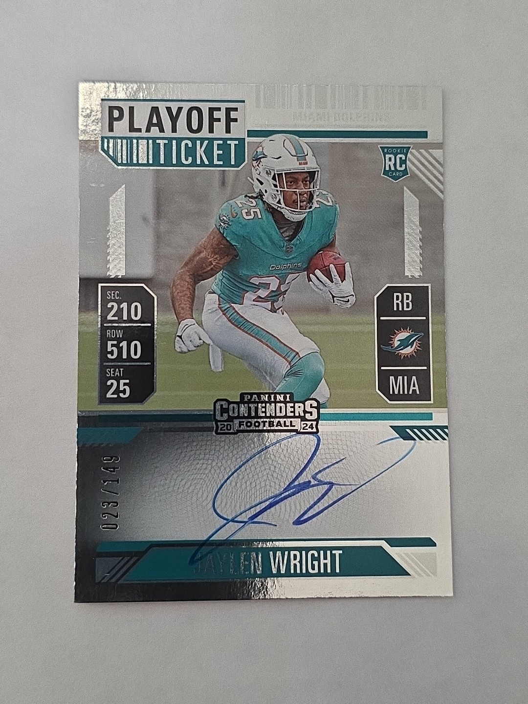 2024 Panini Contenders - Rookie Ticket Auto Jaylen Wright Playoff Ticket /149 SP