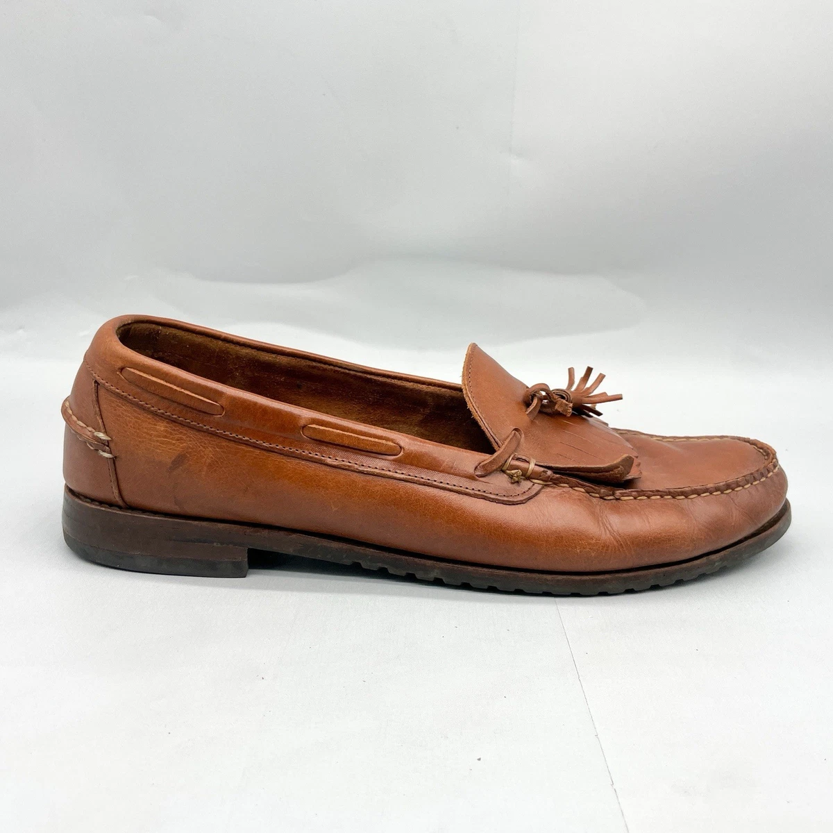 Allen Edmonds Sequoia 1421 Brown Leather Penny Loafers Vibram Lug Sole Mens 9.5D Preços baixos em Sapatos sociais masculinos resistentes ao  main image 4