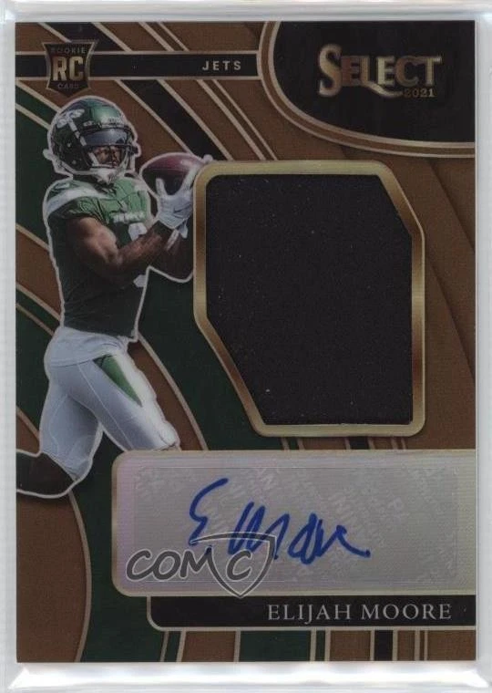 Elijah Moore Panini Select Jumbo Rookie Signature Swatches #JRSEMO Copper Prizm