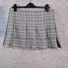 H M Divided Plaid Mini Skirt Sz 10 Gray Check Pleated Academia Preppy Schoolgirl