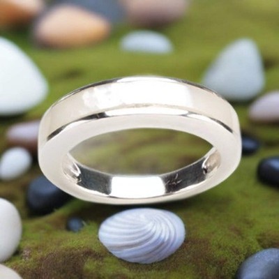 Bask Jewelry Smooth Square Ring With Inlay Shell Size 8