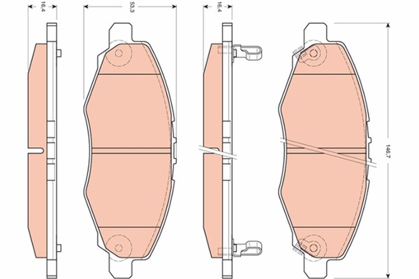 Bremsbelagsatz Scheibenbremse TRW GDB3427 FüR Toyota Hilux 7 Pick Up KUN15_ 4WD-image