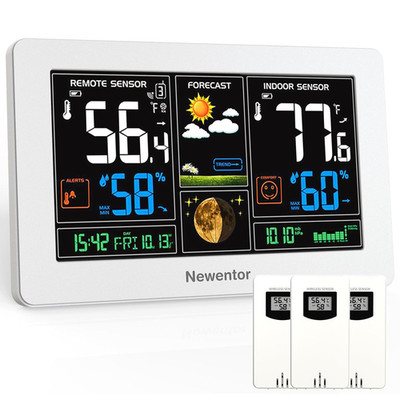 Weather Station Wireless Indoor Outdoor Thermometer, Color Display Digital Weath