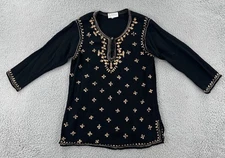Vintage Raiment Fashions Inc. New York Women’s Small Black Embroidered Blouse