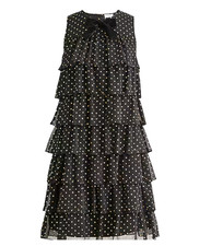 J Crew Women's Tiered Dress Black Gold 6 NWT