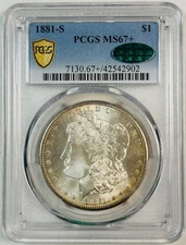 1881 S Morgan Silver Dollar PCGS MS-67+ Plus CAC Premium Quality