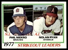 1978 Topps Card Baseball Phil Niekro Nolan Ryan Strikeout Leaders #206 EX+