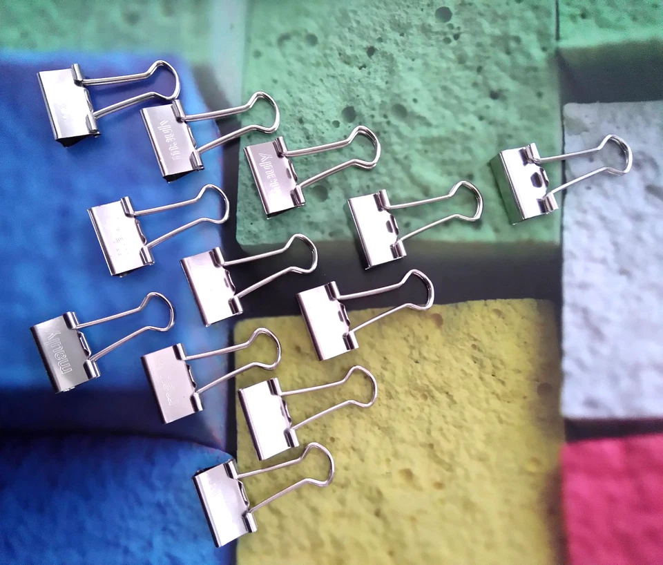 12 Foldbackklammern "MAULY Nickel" 19mm aus Federstahl