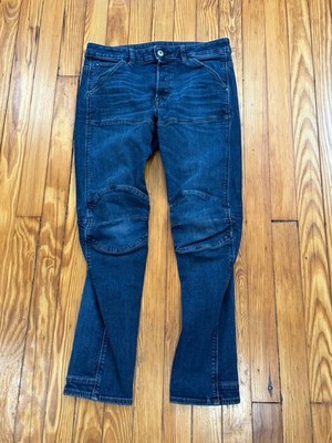 G Star Raw Jeans Mens 30x30 Blue 5620 3D Slim 5 Pocket Denim Button Fly
