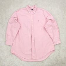 Ralph Lauren Dress Shirt Mens 17.5-34 Pink Cotton Pony Pleated Business Formal