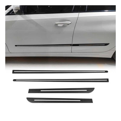 Garniture baguette de porte latérale Universal Mat Noir Chromé 4Pcs - Photo 1/4