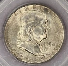 1954-S Franklin Half Dollar 50c PCGS Old Green Holder MS64 Beautiful color!