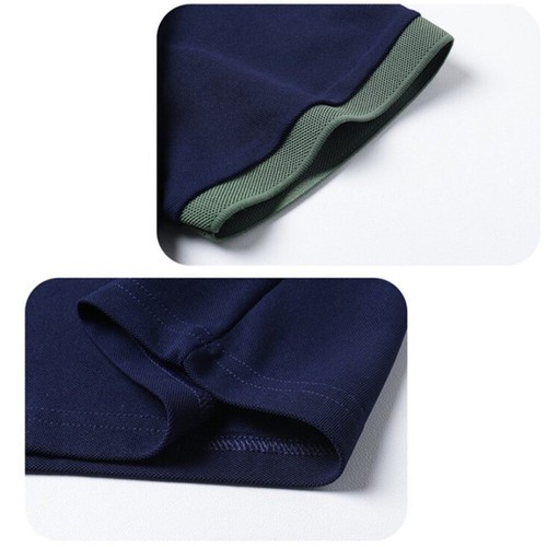 Trendige Herren Revers Shirts Farbe Patchwork bequem Sommer Business Freizeit Tops - Bild 9 von 21