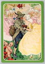 Postcard Finland Original AINA STENBERG, Per the Swineherd, Kissing Couple A5861