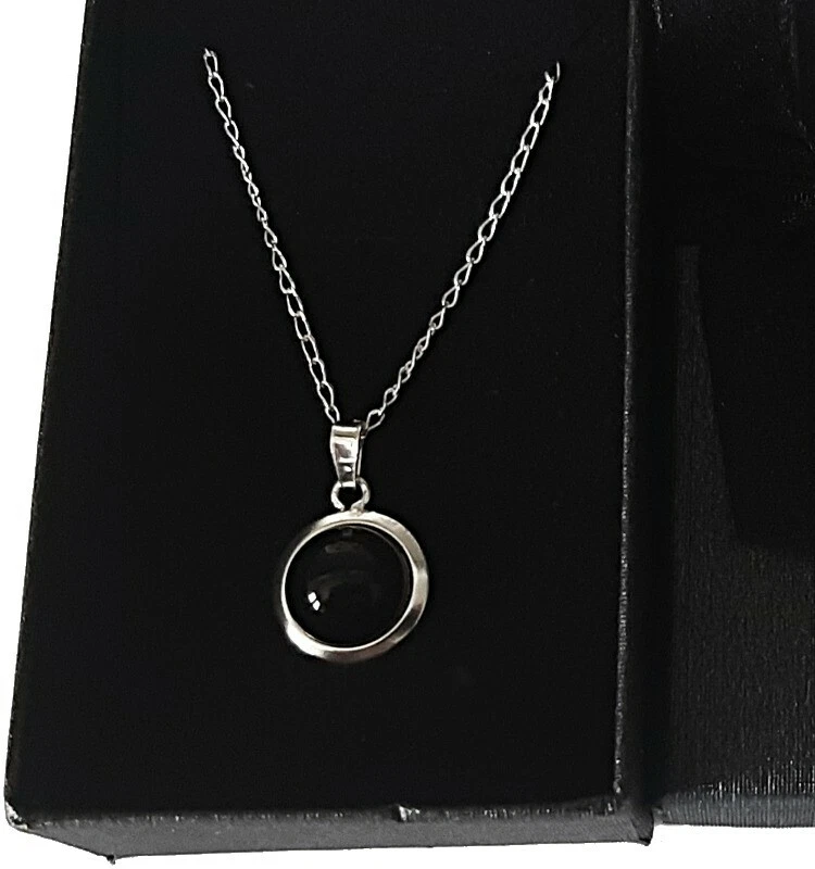 COLLAR COLGANTE PLATA de LEY con Ónix negro y Cadena Plata 925 45 cm y Estuche - Imagen 3 de 3