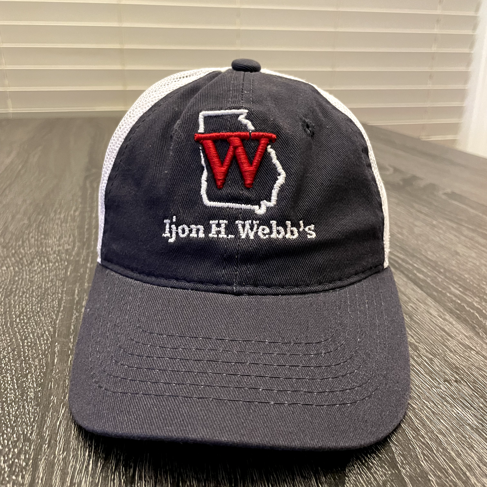 Ijon H Webb Grey White Mesh Embroidered Platinum Adjustable Hat