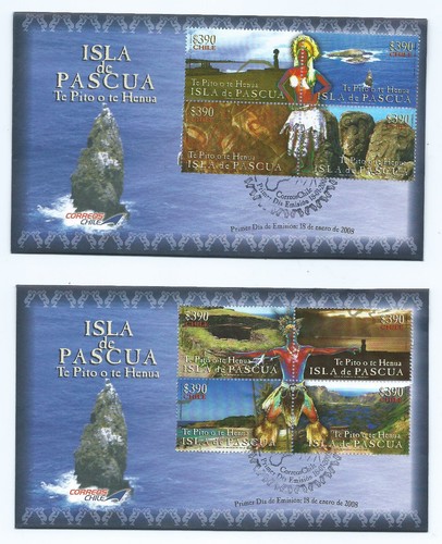 CHILE 2008 Isla de Pascua Easter Island Ile de Paque Moai Te Pito o te Henua FDC - 第 1/2 張圖片