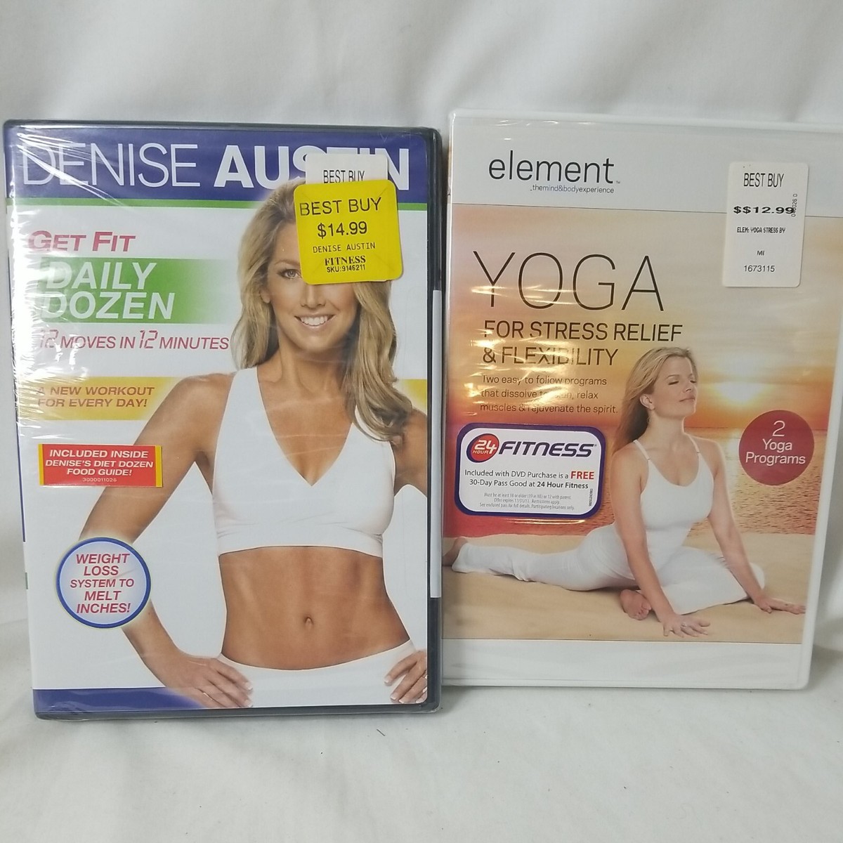 2 fitness DVDs Element: YOGA STRESS RELIEF & FLEXIBILITY Ashley 