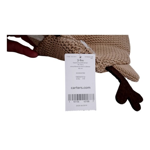 Carter's Hat Baby Crochet Brown Reindeer 3-9 Months Knit Cap New - Picture 8 of 9