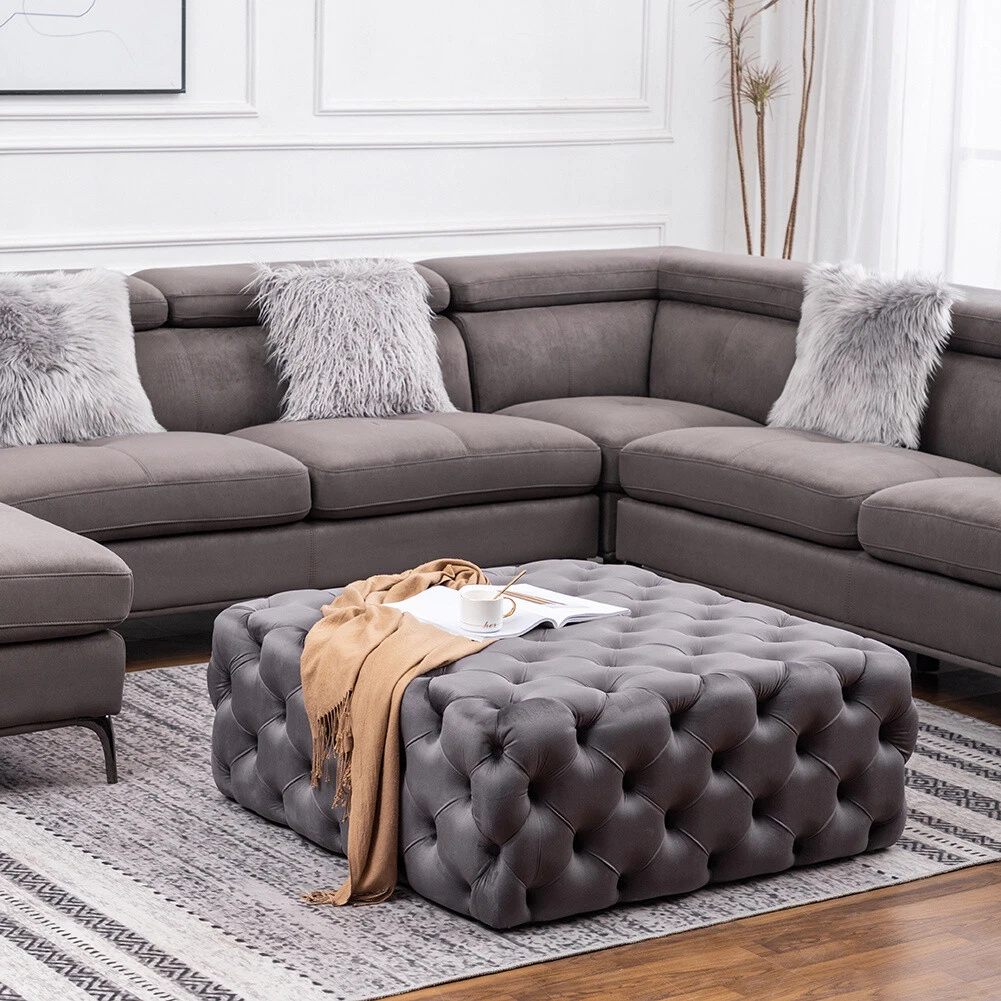 Grey pouffe seat deals