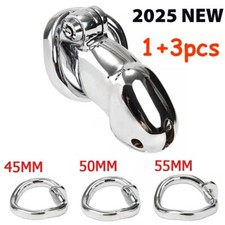 2024 NEW Click Lock Male Chastity Device Stainless Steel Cage Metal Lock Belt